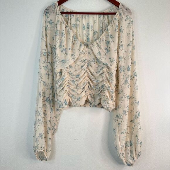 Free People New Rose Floral Boho Blouse Womens Large Feminine CottageCore - Picture 1 of 11